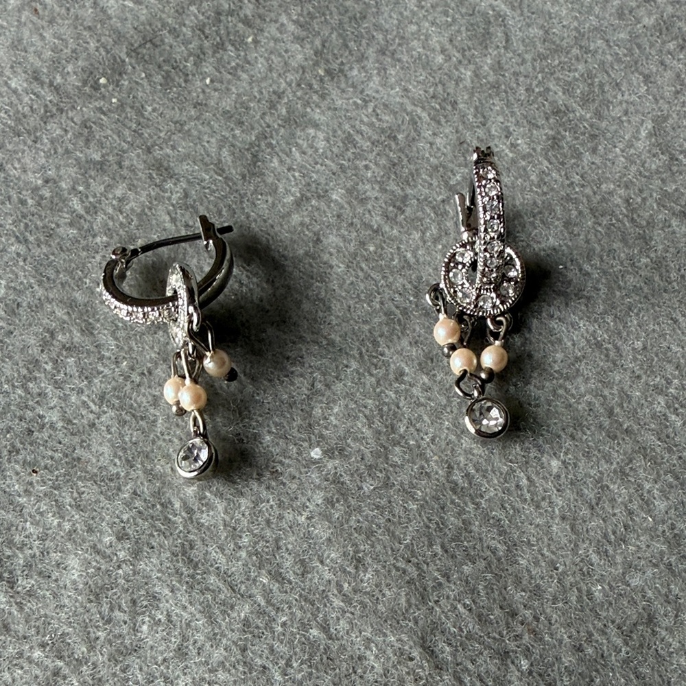 Silver and Pearl Dangle Earrings